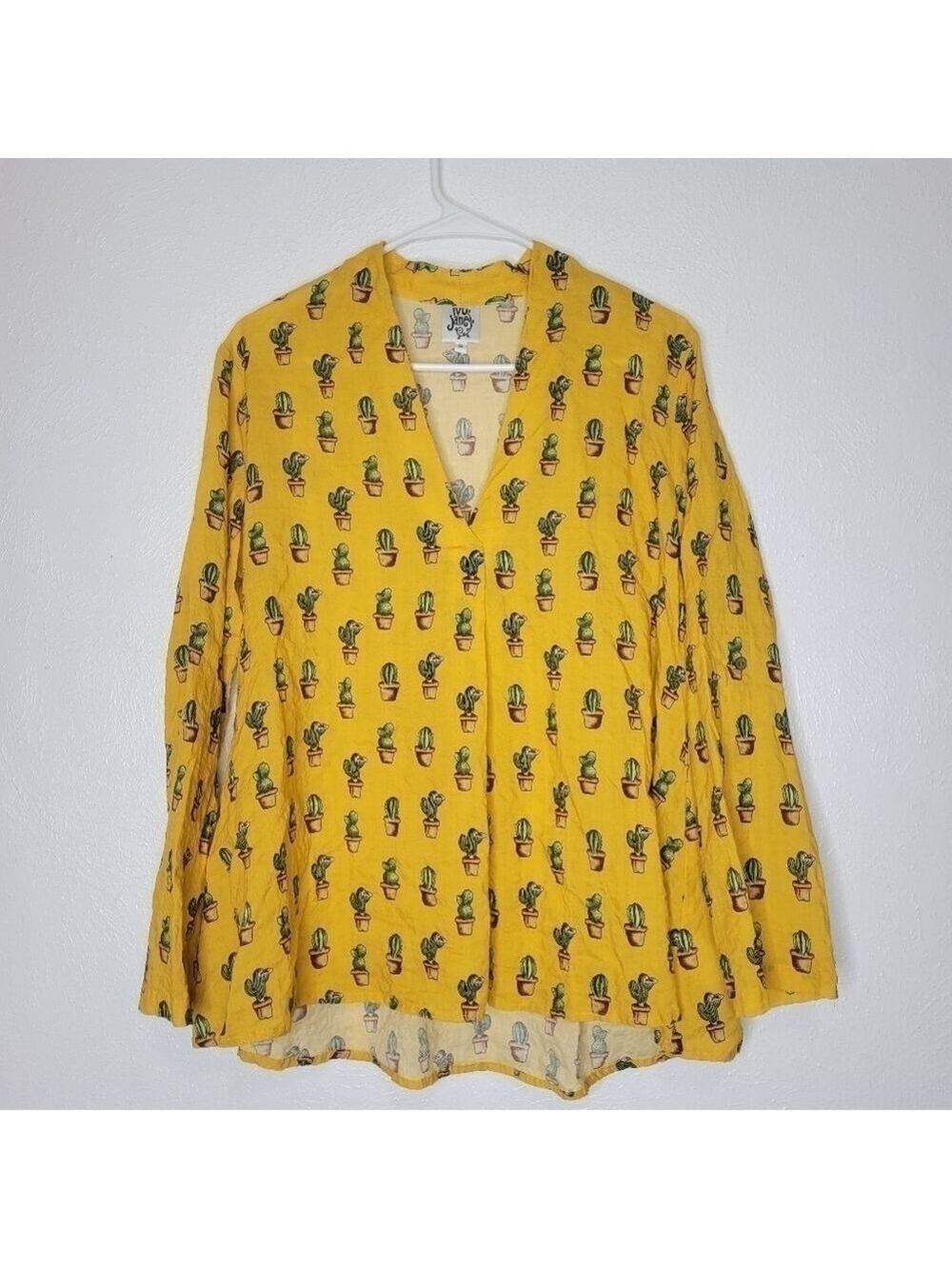 Ivy Jane Cactus Mustard Blouse Women's Size Small